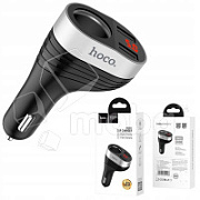 Автомобильное зарядное устройство USB Hoco Z29 (15.5W, 2 порта+12V розетка, с дисплеем) Черный